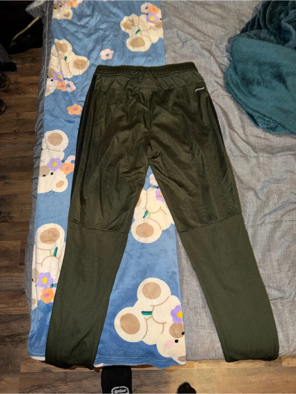 adidas Dark Olive Joggers with Black Stripes